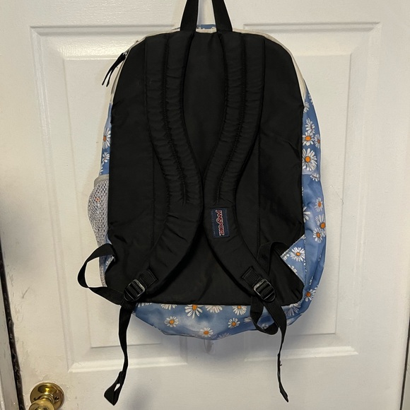 Jansport Blue Backpack with laptop padded compartment with Daisy Pattern - Picture 5 of 5